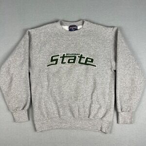 VTG Michigan State Sweatshirt Mens S Gray Spellout MSU Sparty Jansport 1990s USA
